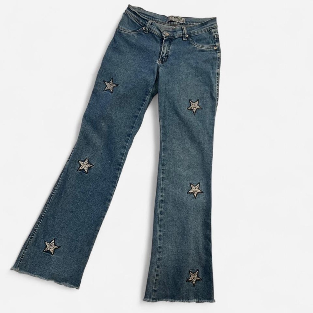 Y2K Low‎ Rise Flared Star Patch Jeans